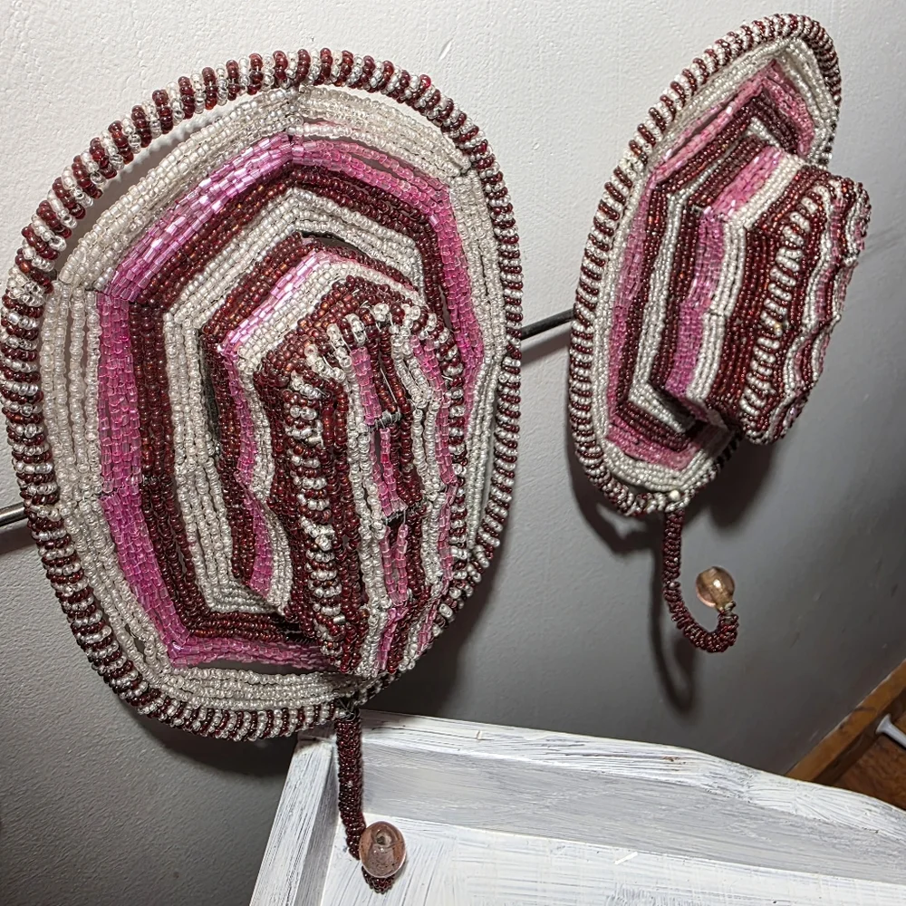 Rare Beaded Cowgirl Hat Western Artisan Wall Hooks